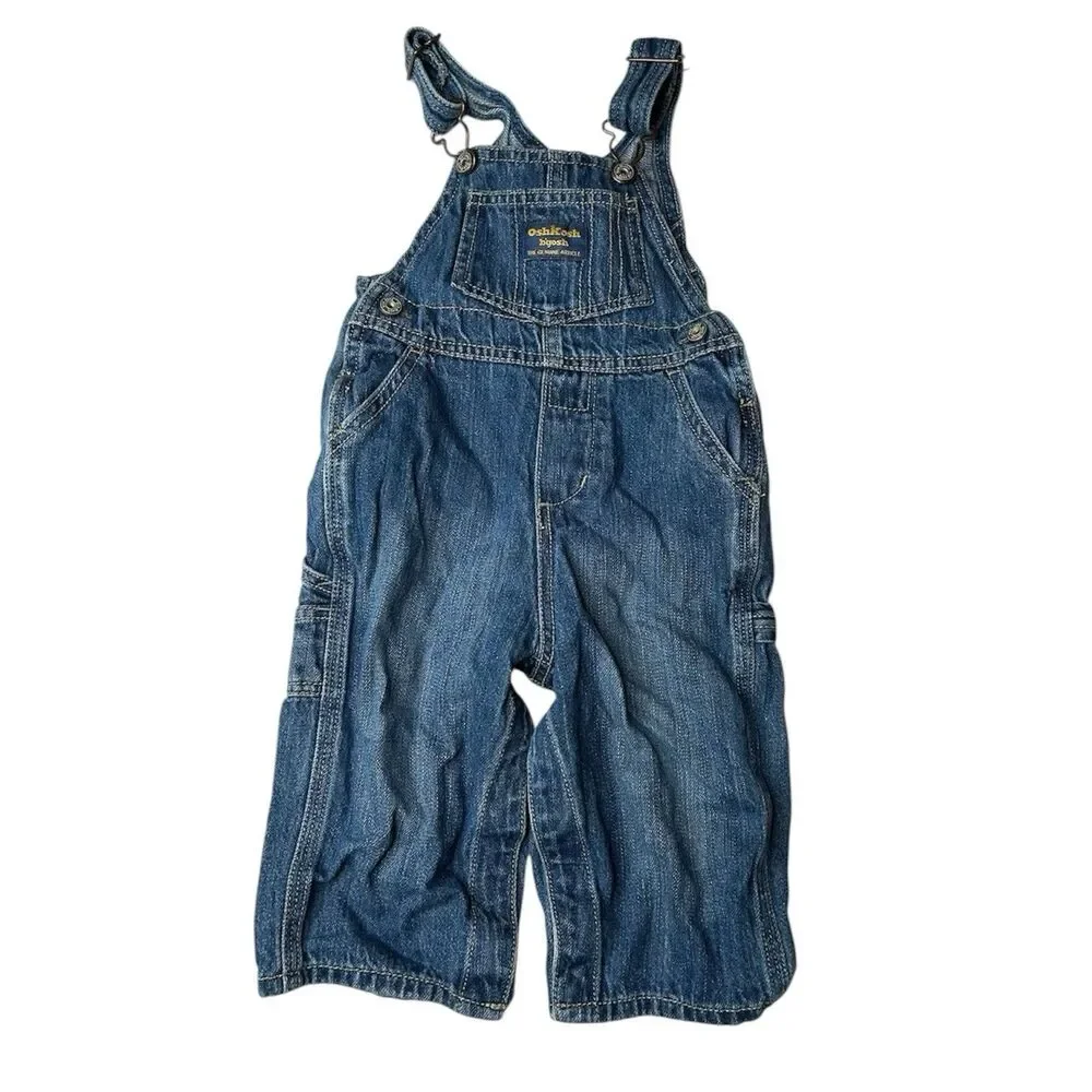 Osh Kosh Vest back denim bib overalls 12 months pants y2k